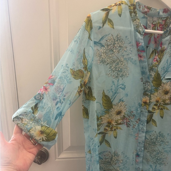 Kut from the Kloth Jasmine Chiffon Button-Up Shirt M - Picture 6 of 11